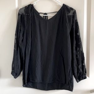 Donated - LOFT - Black top with lace sleeves - S